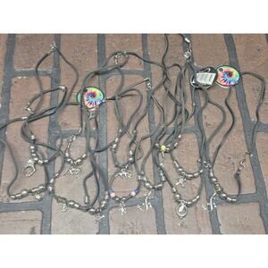 Vintage 90s Y2k Leather Charm Necklace Random Pack Of 12